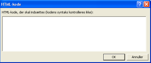 Indst html-koden i dette vindue