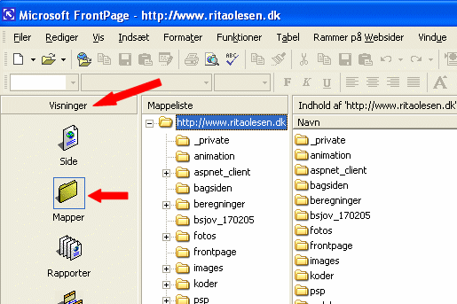 Nr panelet Visninger er bent: Klik p knappen Mapper