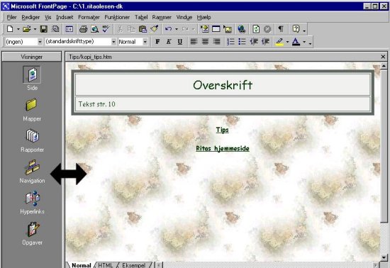 ben side i Frontpage - MED panelet Visninger bnet