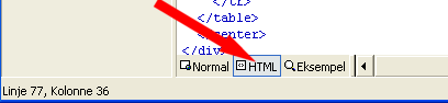 Klik p fanen HTML for at se sidens html kode