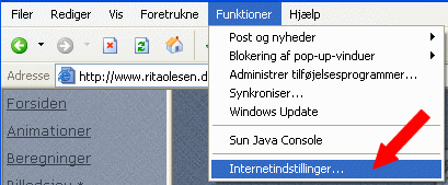 Klik p Funktioner/Internetindstillinger